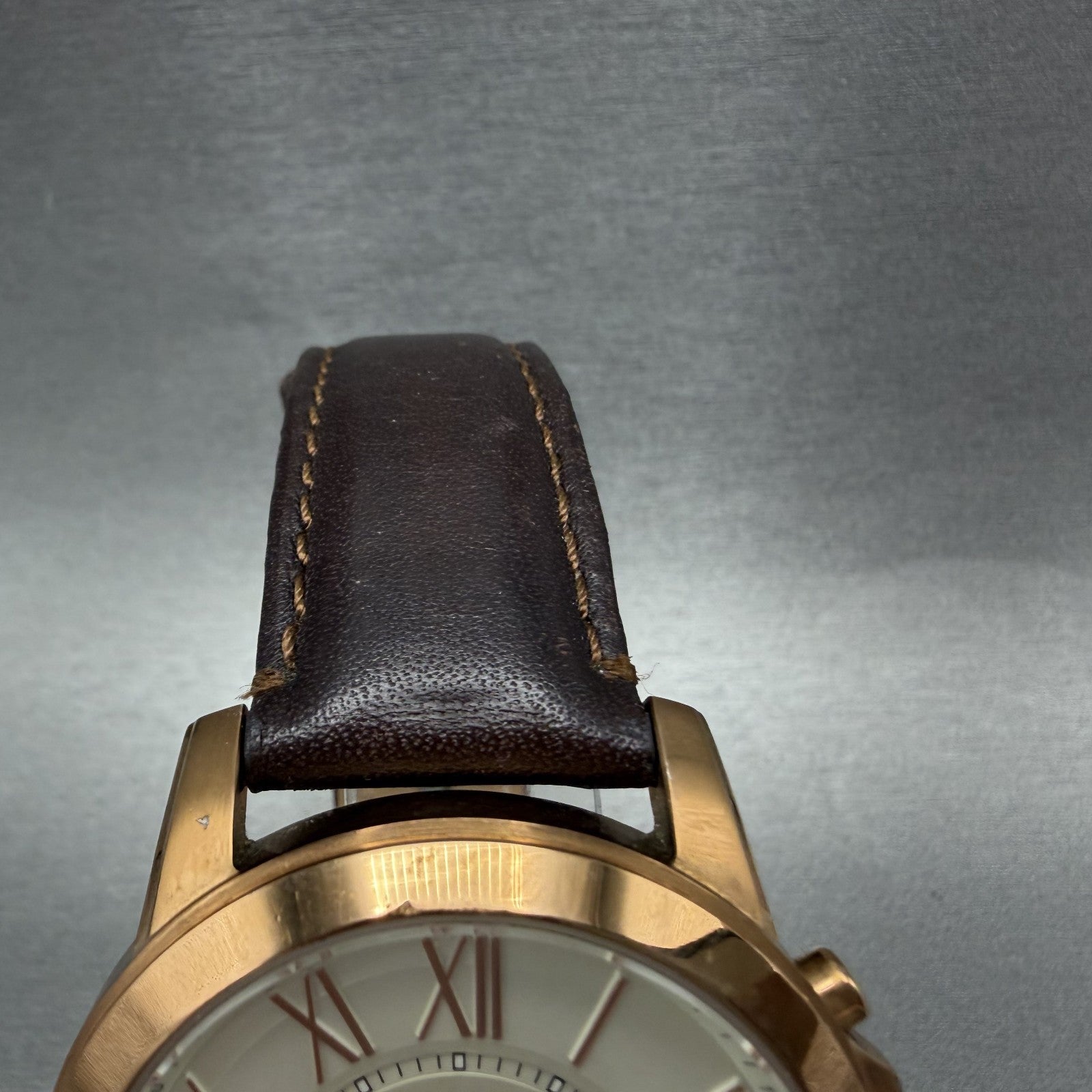 Fossil Grant Chronograph Watch Men 44m Cream Dial Rose Gold FS4991 New Battery4