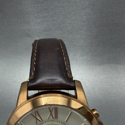 Fossil Grant Chronograph Watch Men 44m Cream Dial Rose Gold FS4991 New Battery4