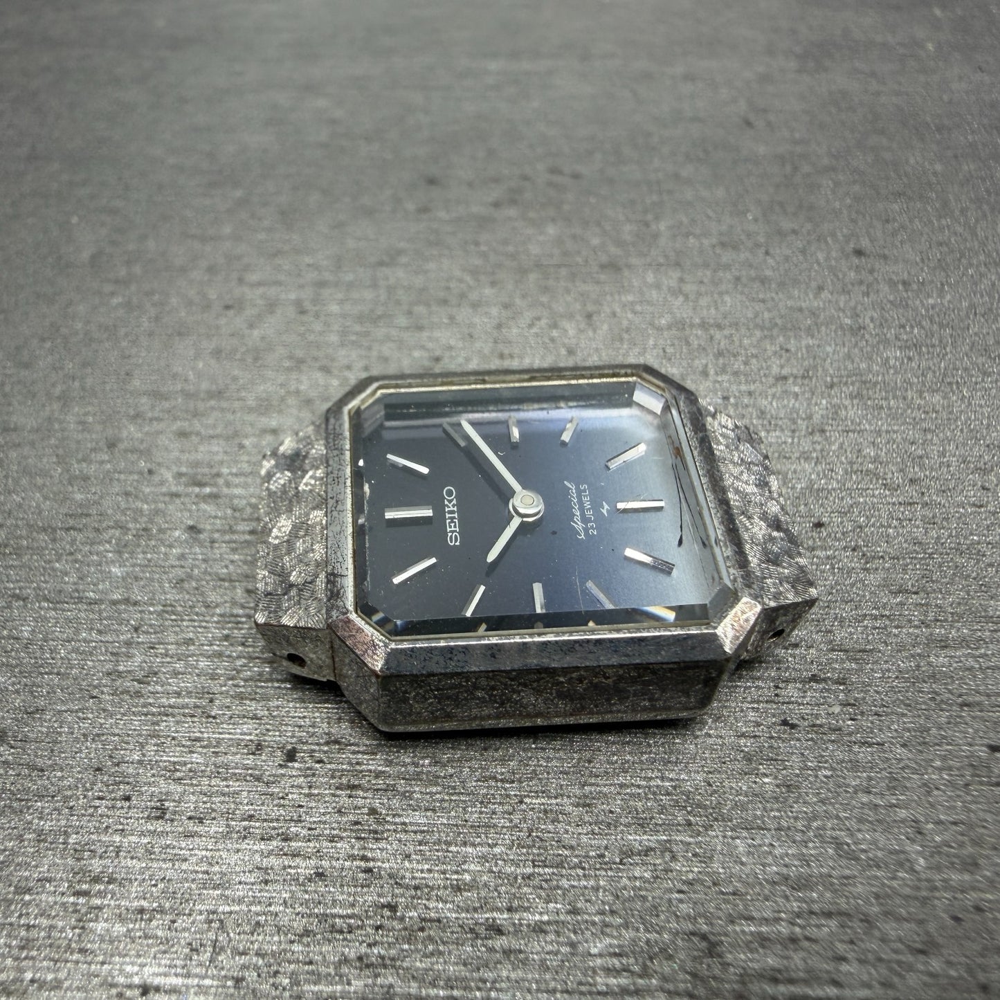 Seiko Special Tank Watch Women 18mm Blue Dial Silver Tone Manual 1140-3170 Runs3