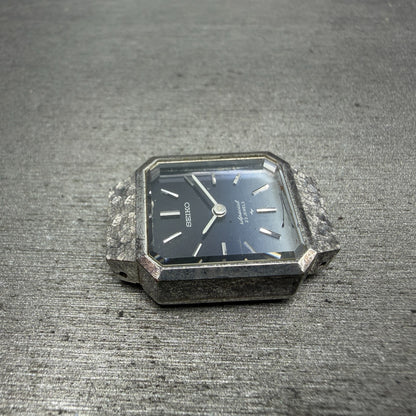 Seiko Special Tank Watch Women 18mm Blue Dial Silver Tone Manual 1140-3170 Runs3