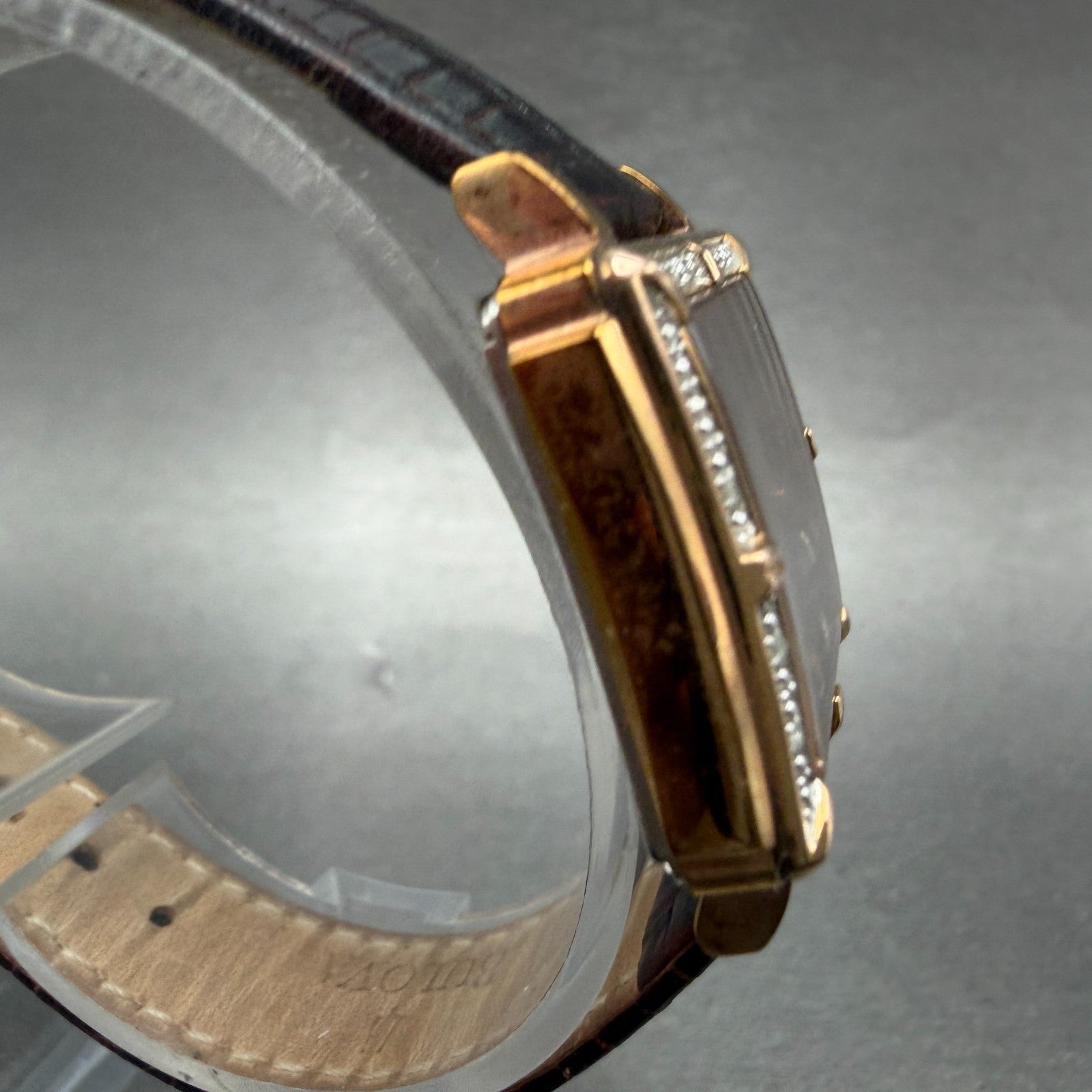 Bulova Watch Women 26mm Brown Dial Rose Gold Tone Rectangle 98R134 New Battery3