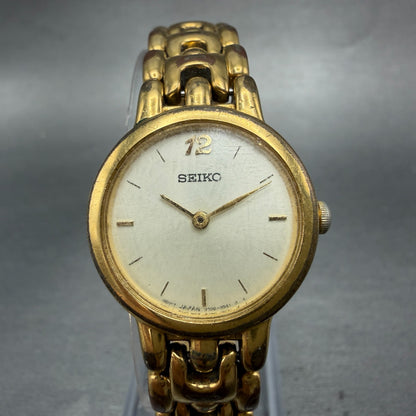 Seiko Watch Women 24mm Cream Dial Gold  Tone Round V700-6389 New Battery0