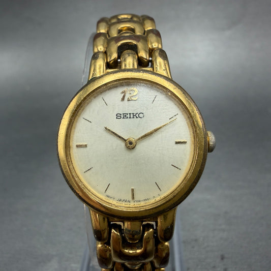 Seiko Watch Women 24mm Cream Dial Gold  Tone Round V700-6389 New Battery0