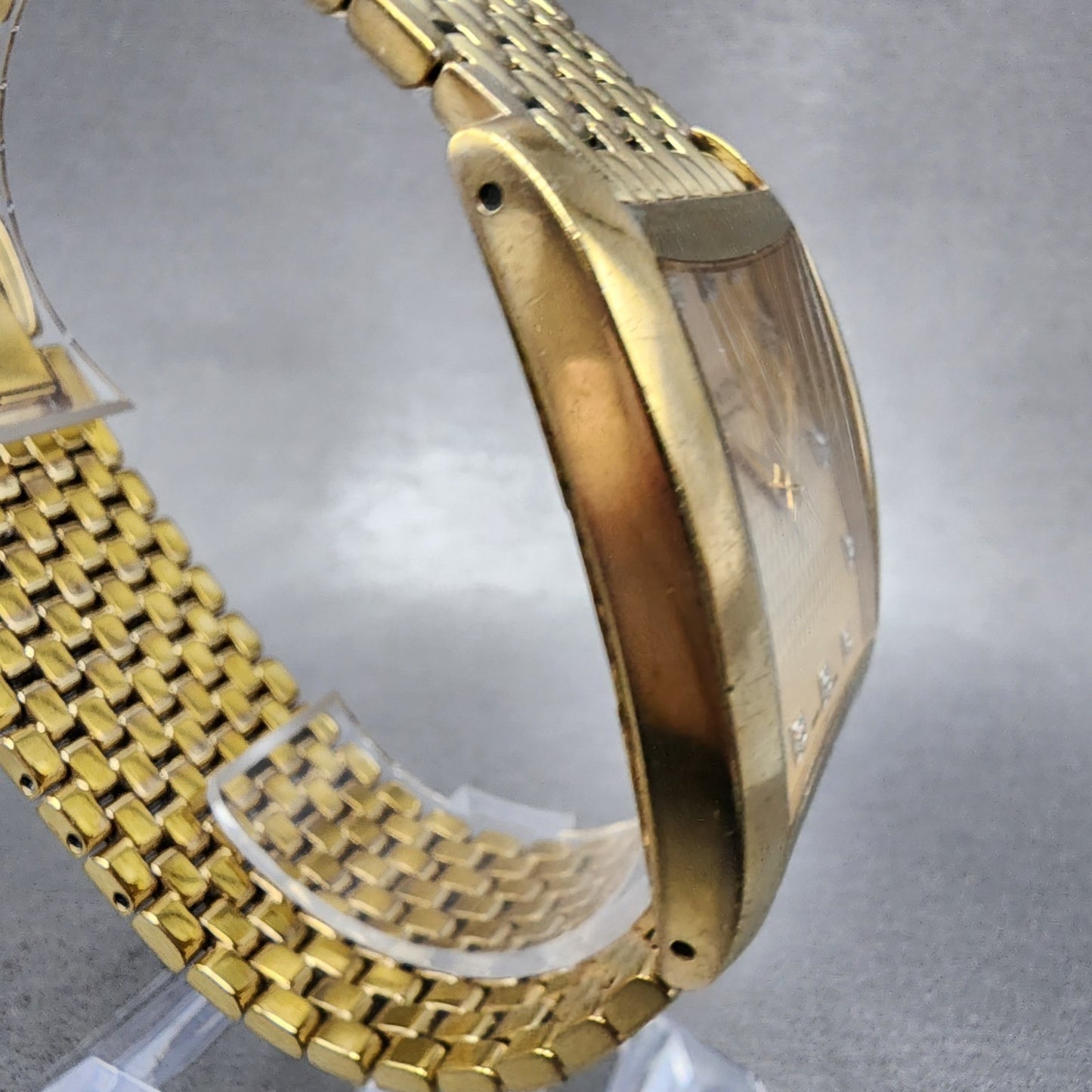 Wittnauer Tank Watch Men 32mm Gold Dial Gold Tone Rectangle 11D000 PARTS4