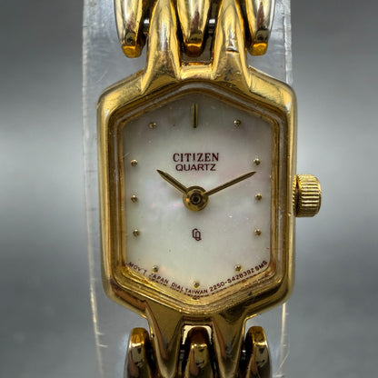 Citizen CQ Watch Women 13mm MOP Dial Gold Tone Hexagon 2250-S12576 New Battery1