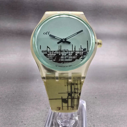 Swatch Musicall DODECAPHONIC Watch Women Blue Dial Clear Case SLK113 New Battery5