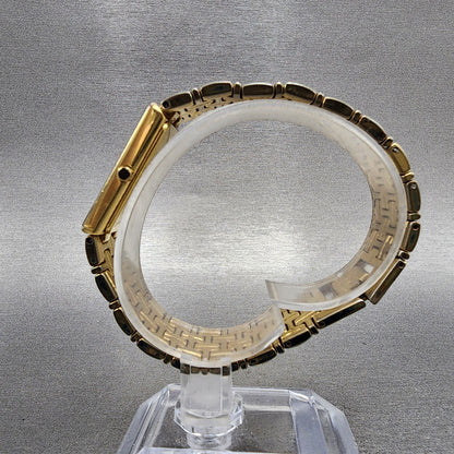 Seiko Lasselle Tank Watch Men 23mm Black Dial Gold Tone 7n005239 New Battery6