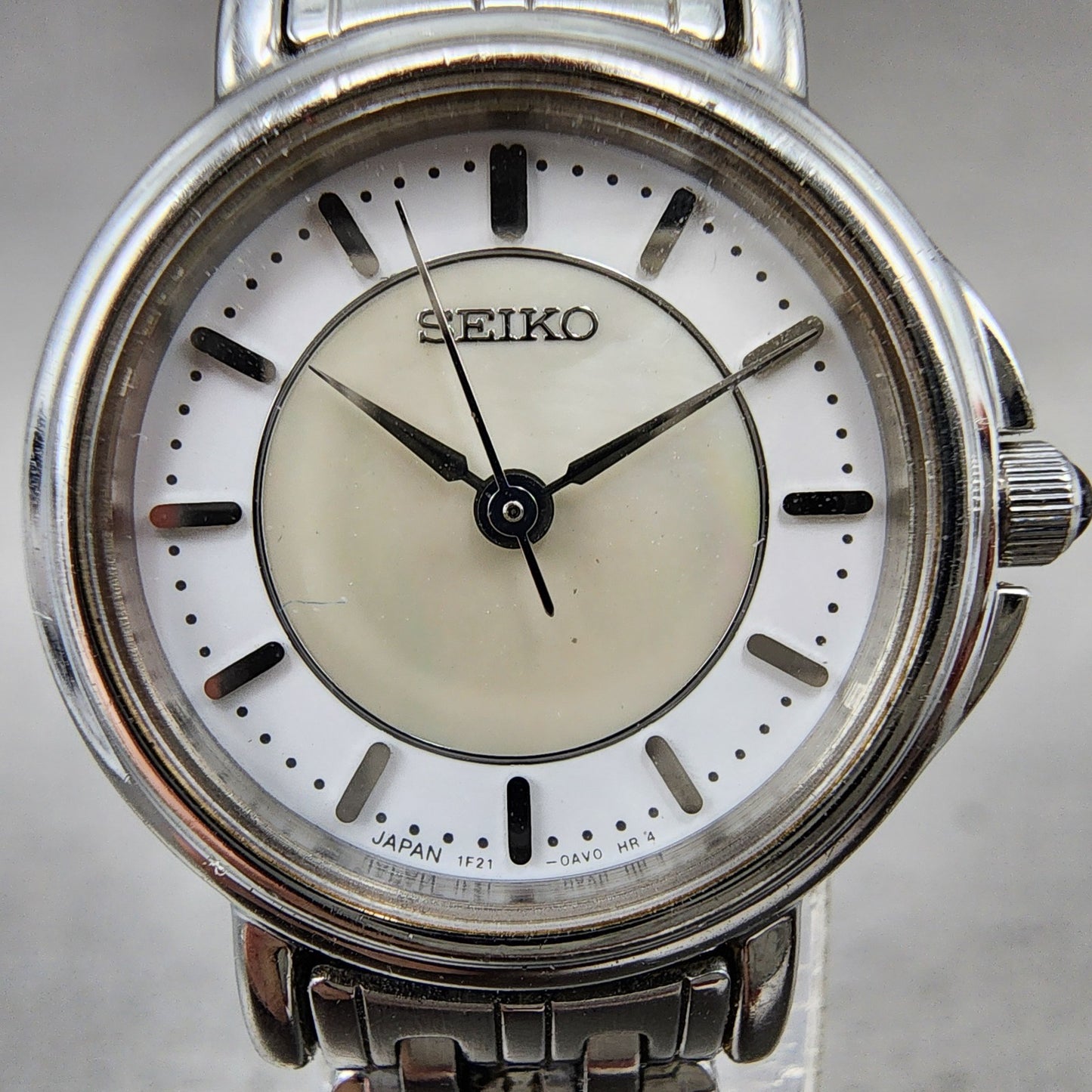 Seiko Watch Women 23mm MOP Dial Silver Tone Round 1f210m00 New Battery1