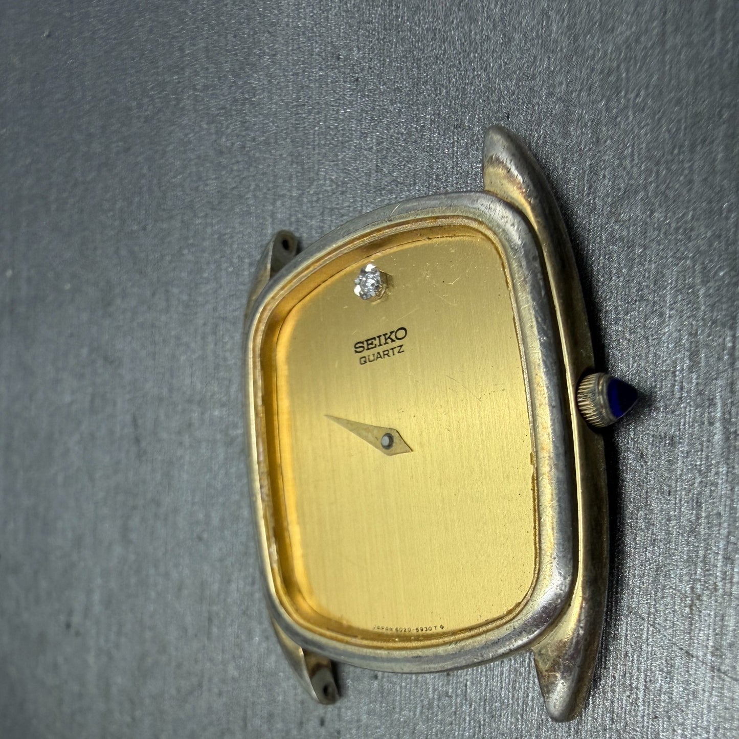 Seiko Watch Men 28mm Champagne Dial Gold Tone Rectangle 6020-5699 PARTS Vintage6