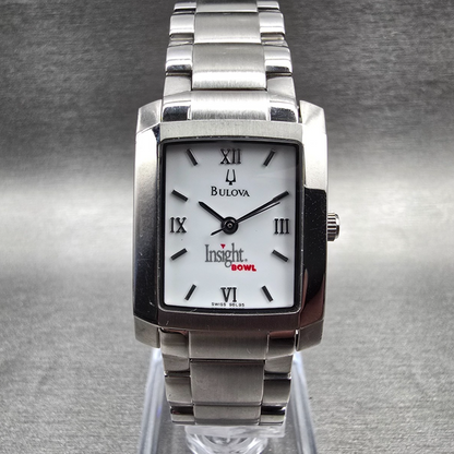 Bulova Tank Watch Men 22mm White Dial Silver Tone Rectangle 96L95 New Battery 230