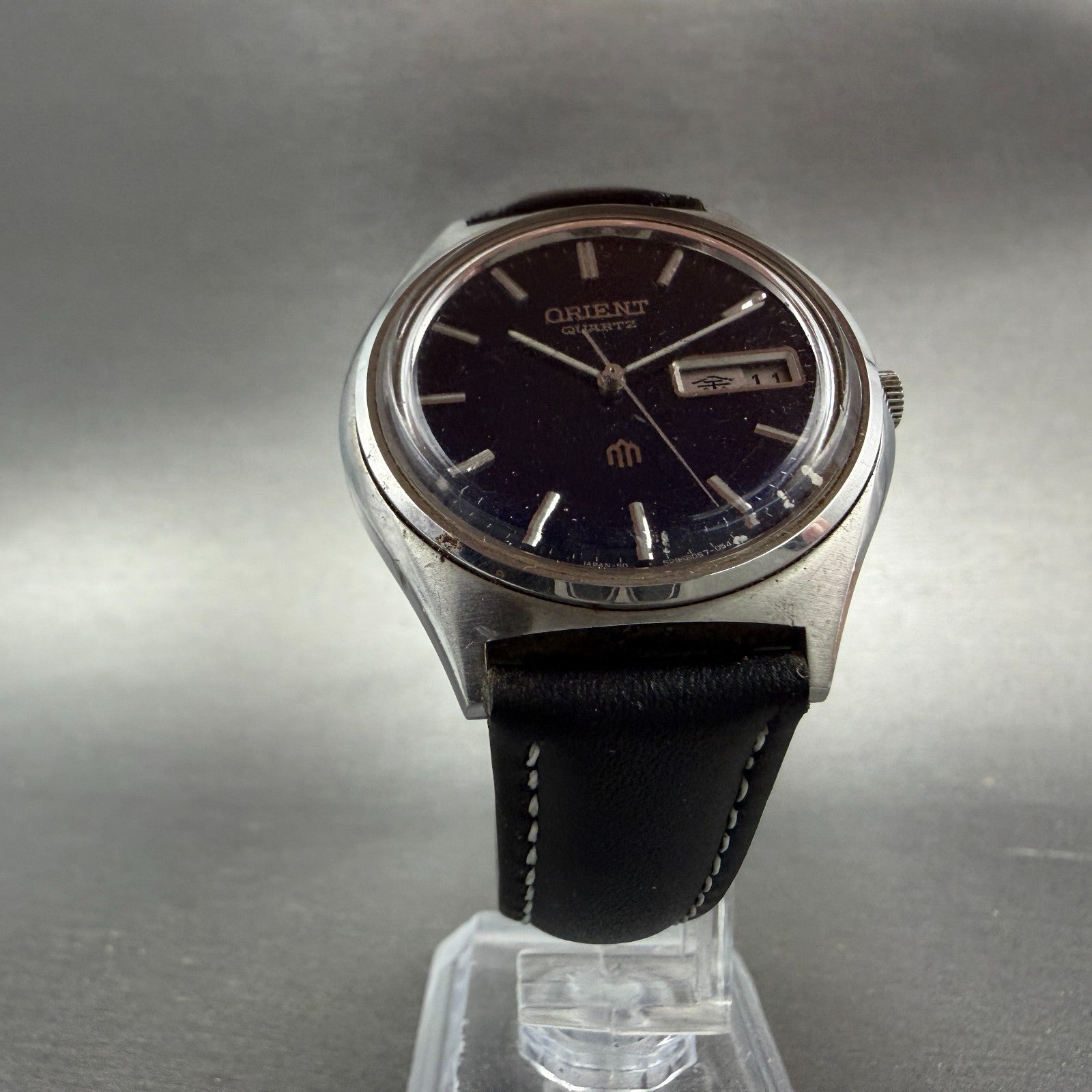 Orient Watch Men 37mm Blue Dial Silver Tone Daydate Round 529605-70 New Battery5