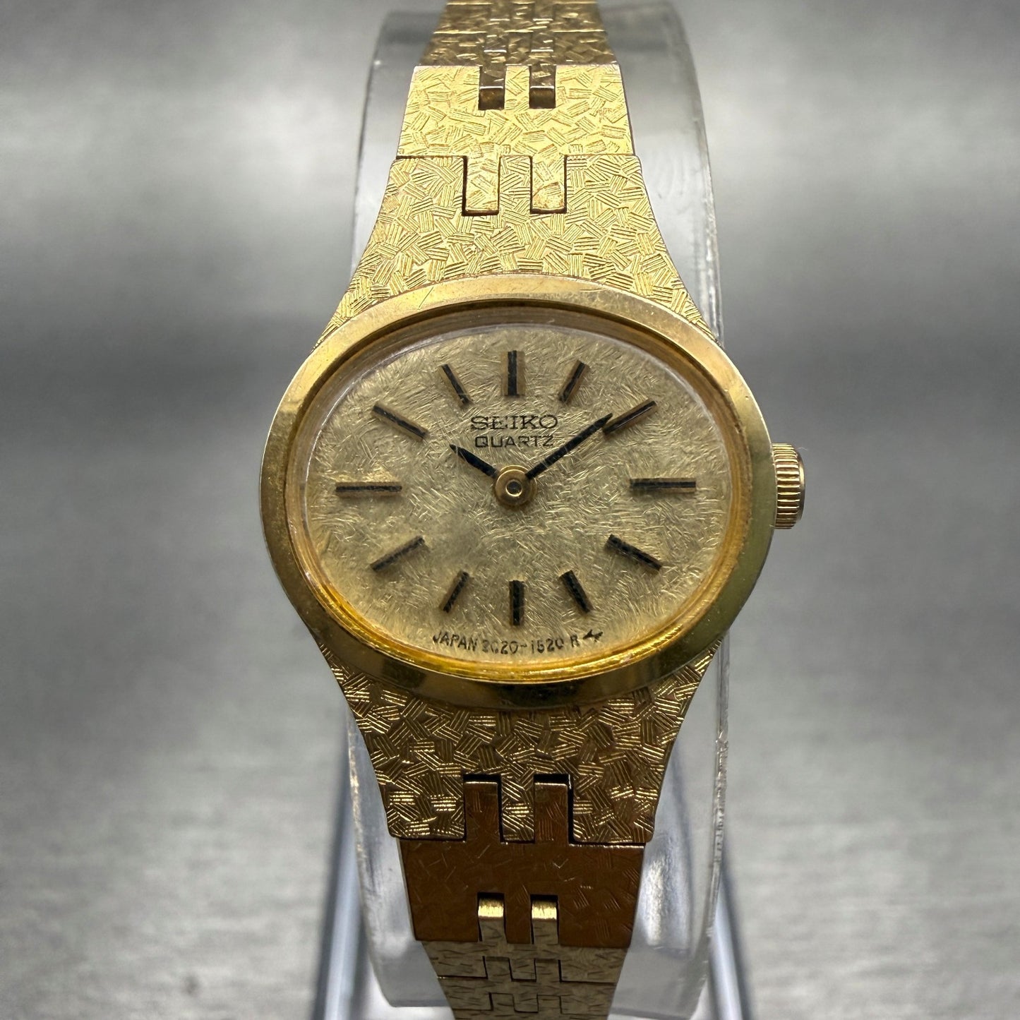 Seiko Watch Women 18mm Gold Dial Gold Tone Oval 2C20-5759 Vintage New Battery0