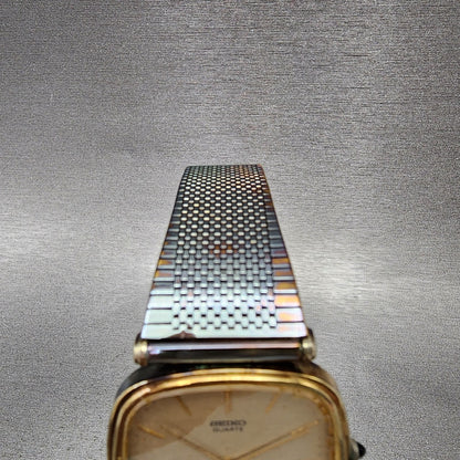 Seiko Dolce Watch Men 32mm Gold Dial Gold Plated Rectangle 59315400 New Battery4