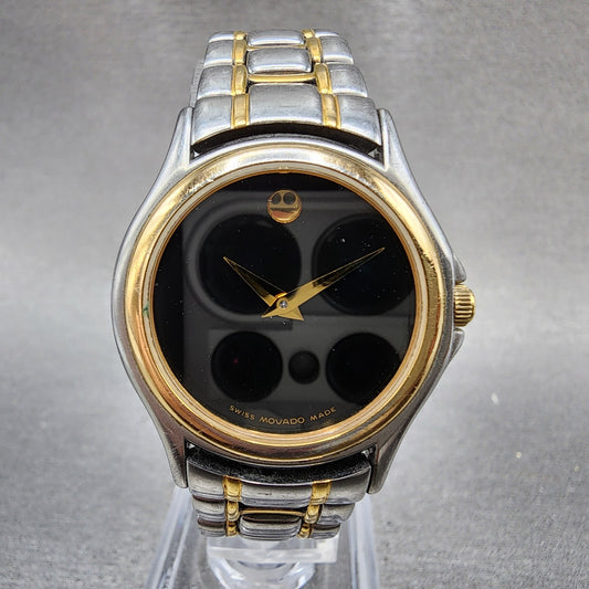 Movado Museum Watch Women 28mm Black Dial Two Tone Round 81 E4 0823 New Battery0