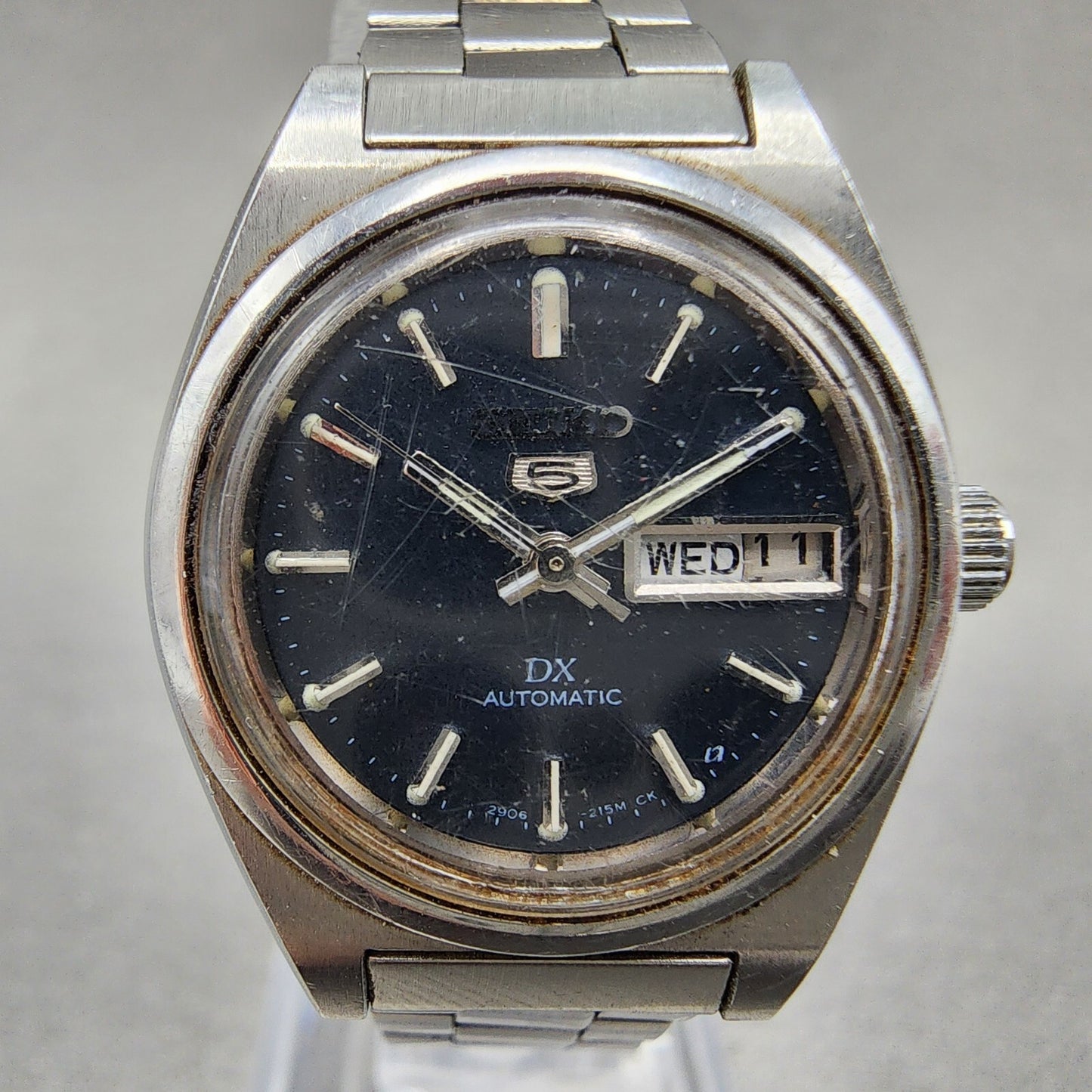 Seiko 5 Automatic Watch Women 24mm Black Dial Steel Daydate 2906-0341 PARTS