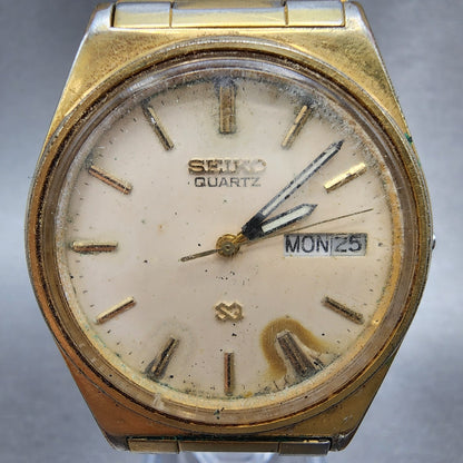 Seiko SQ Watch Men 35mm Cream Dial Gold Tone Daydate Round 8123-7239 PARTS