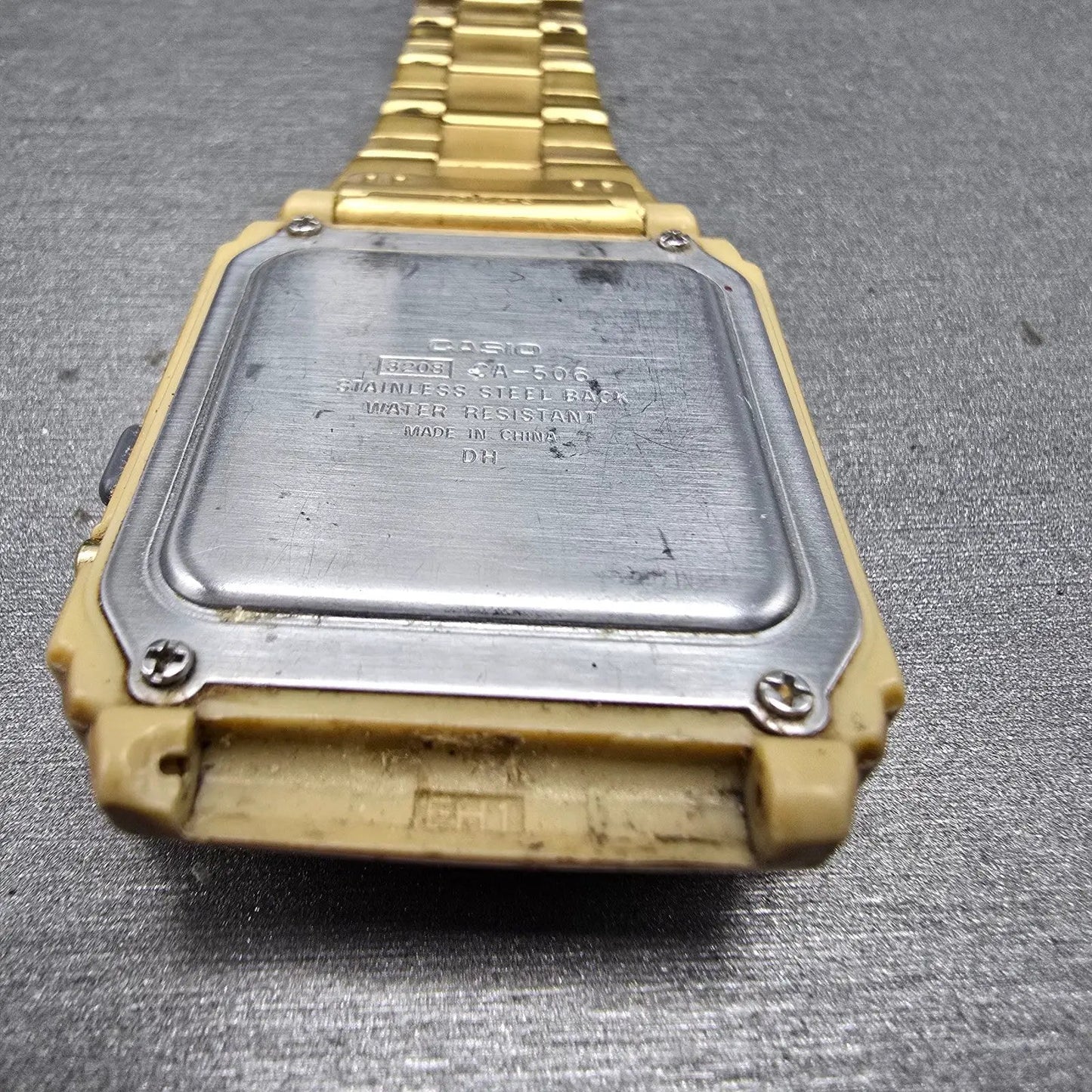 Casio Calculator CA-506 Watch Men 35mm Gold Alarm Chronograph READ!! New Battery12