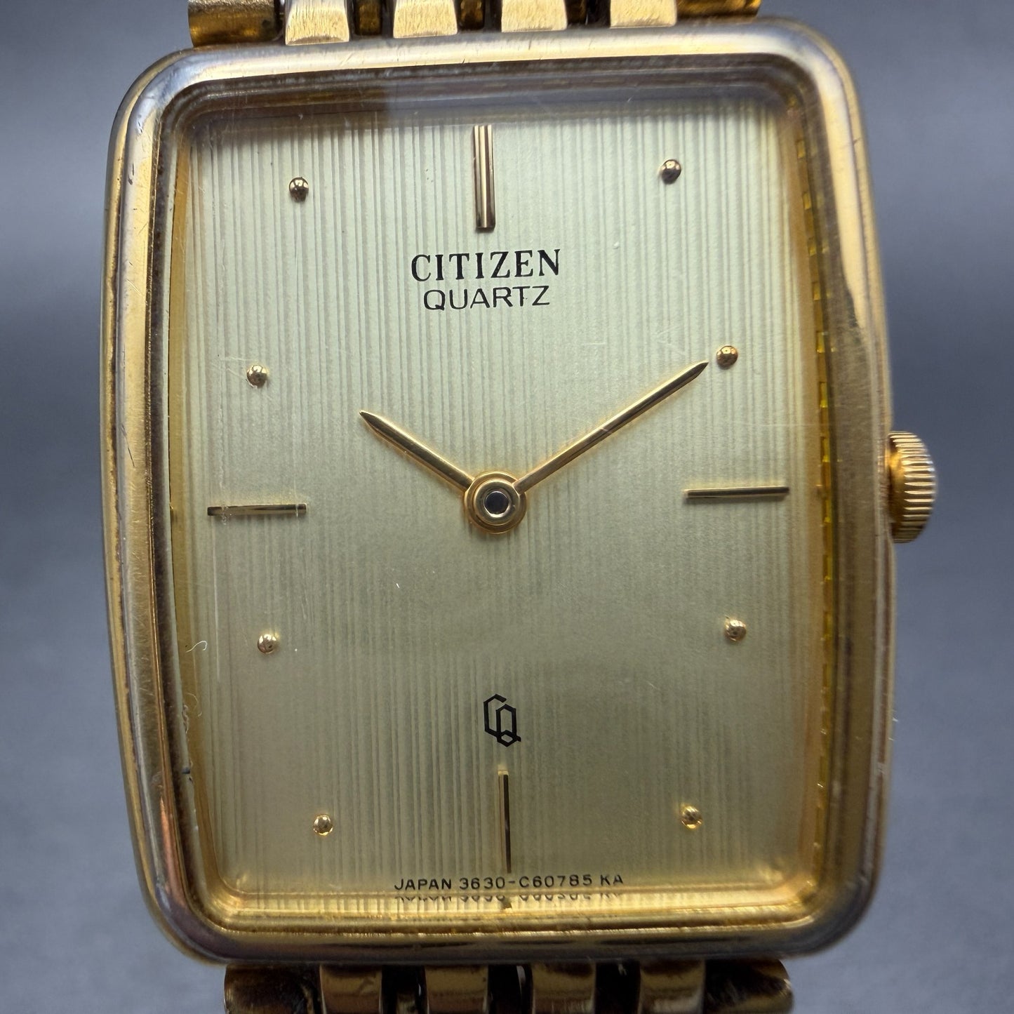 Citizen CQ Tank Watch Men 25mm Champagne Dial Gold Tone 3620-364660 New Battery1
