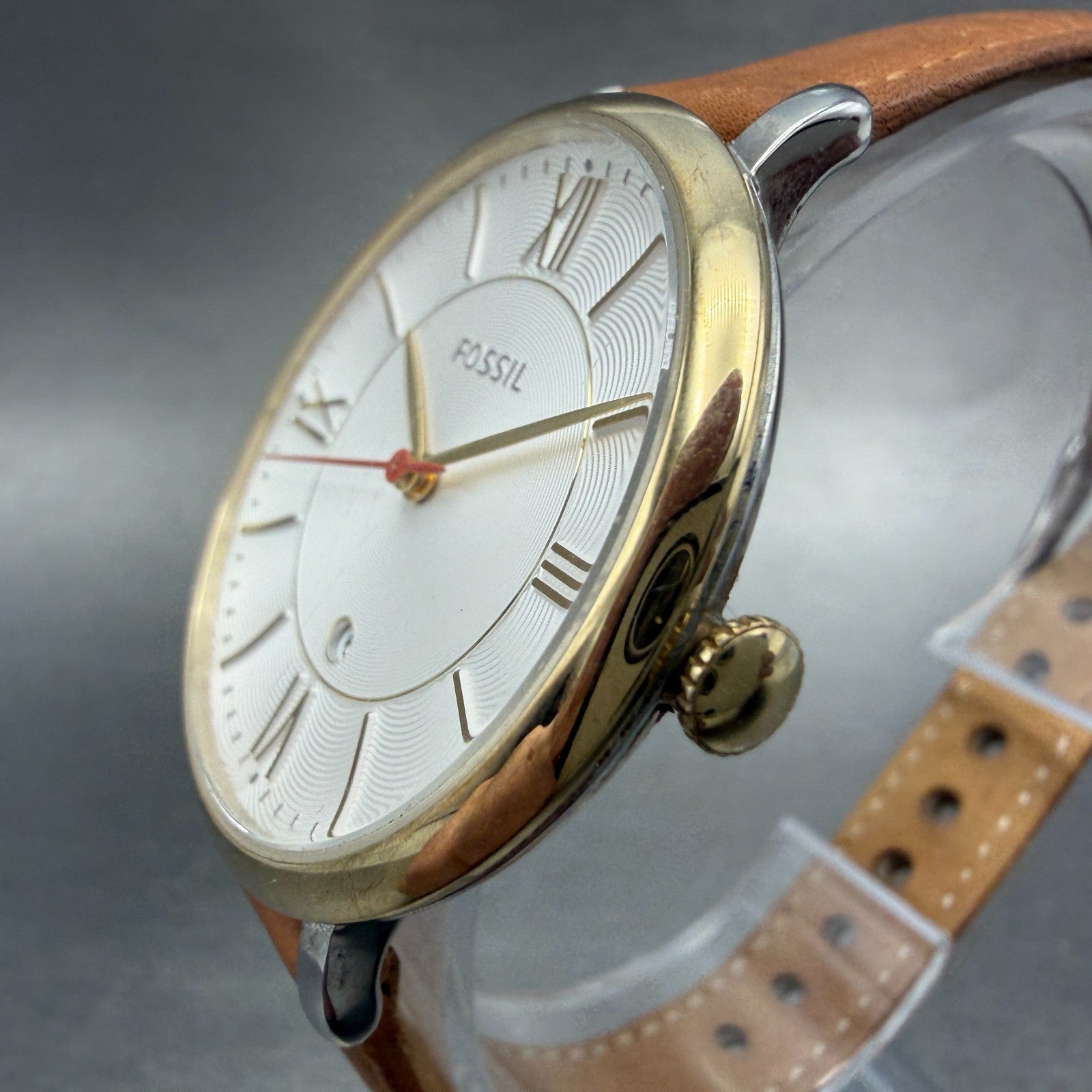 Fossil Jacqueline Watch Women 36mm White Dial Two Tone Date Round ES3737 Newbatt2