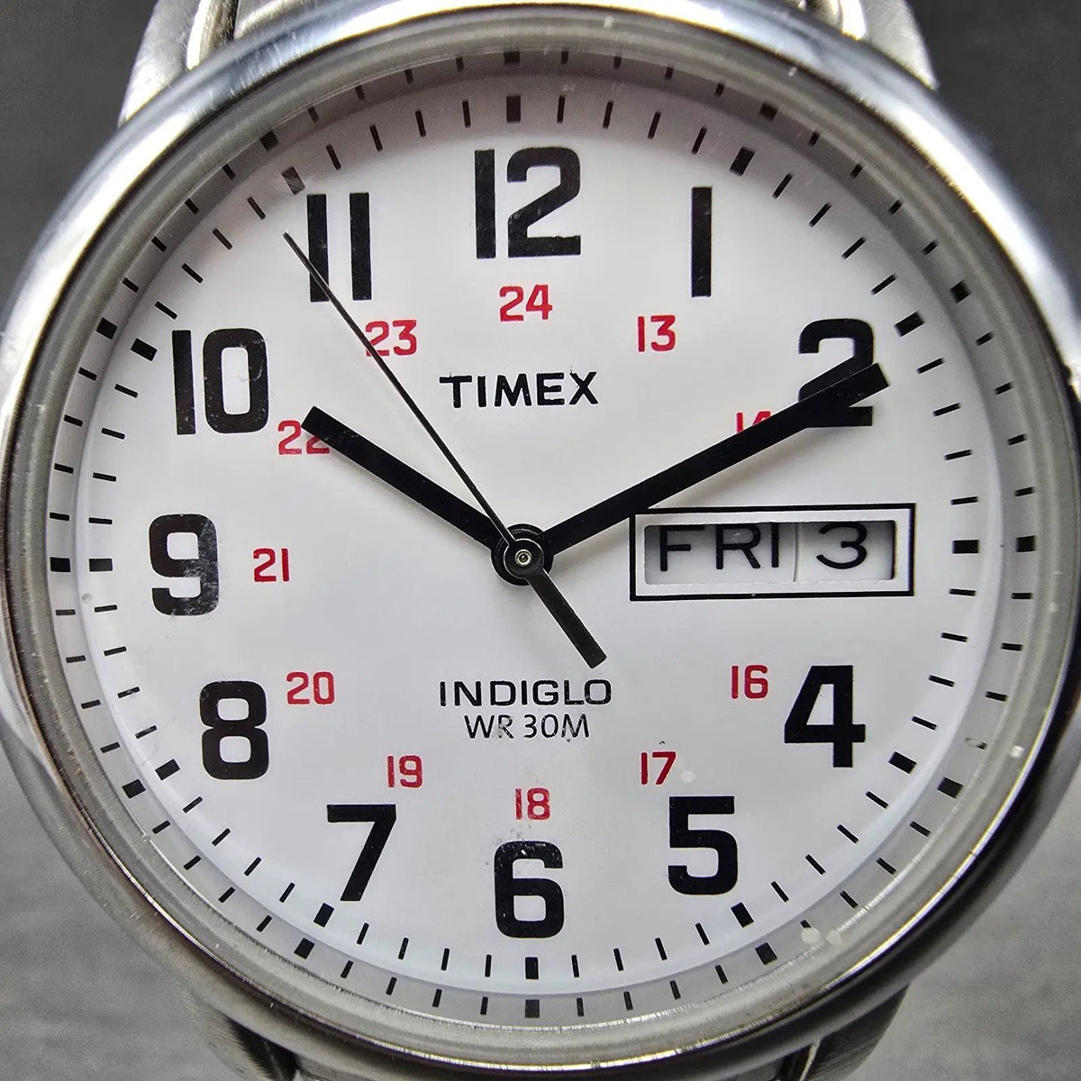 Timex Easy Reader Watch Men 35mm White Dial Silver Tone Daydate T20461 New Battb1