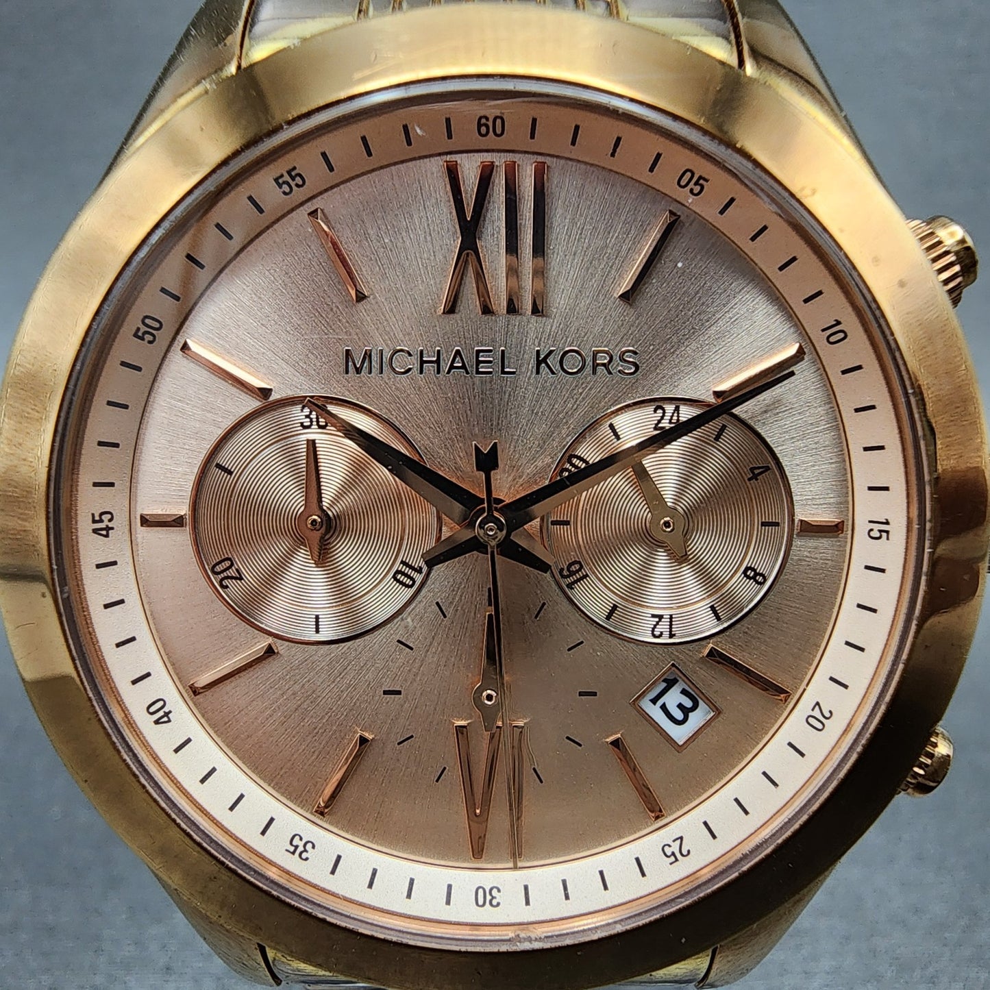 Michael Kors Watch Women Watch 42mm Coronagraph Pink Dial Rose Gold Tone New Bat1