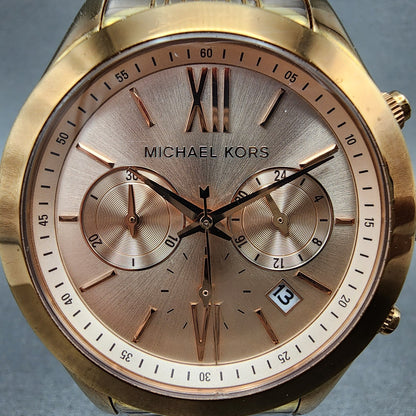 Michael Kors Watch Women Watch 42mm Coronagraph Pink Dial Rose Gold Tone New Bat1