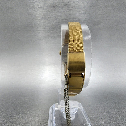 Seiko Watch Women 17mm Black Dial Gold Tone Octagon 4N005139 New Battery7