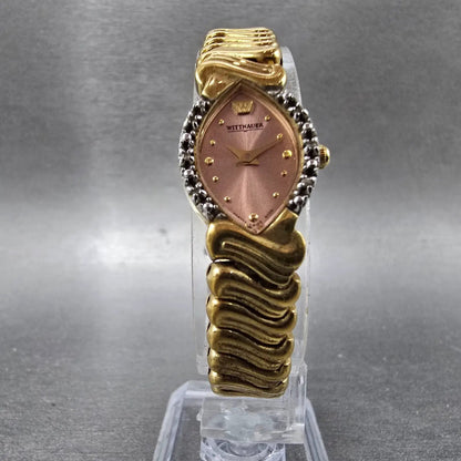 Wittnauer Watch Women 16mm Pink Dial Gold Diamond Bezel SS8234 5120 New Battery5