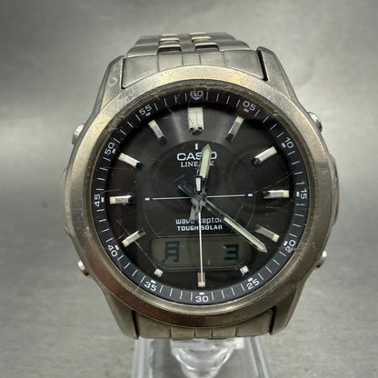 Casio Lineage Watch Men 41mm Gray Dial Titanium Ana Digi Alarm Chrono Works AVS0