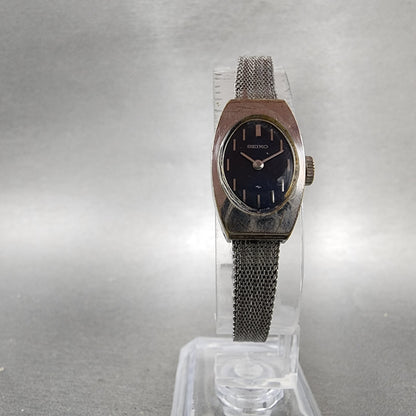 Seiko Watch Women 15mm Blue Dial Silver Tone Manual Wind Rectangle 11 Runs5