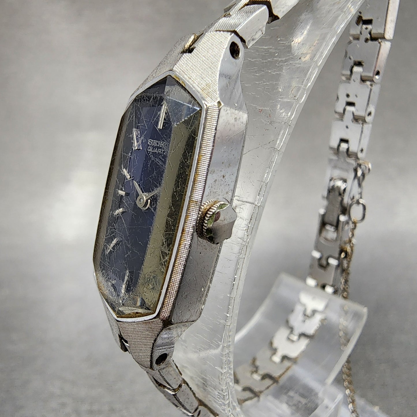 Seiko Watch Women 13mm Blue Dial Silver Tone 13205339 New Battery VTG2