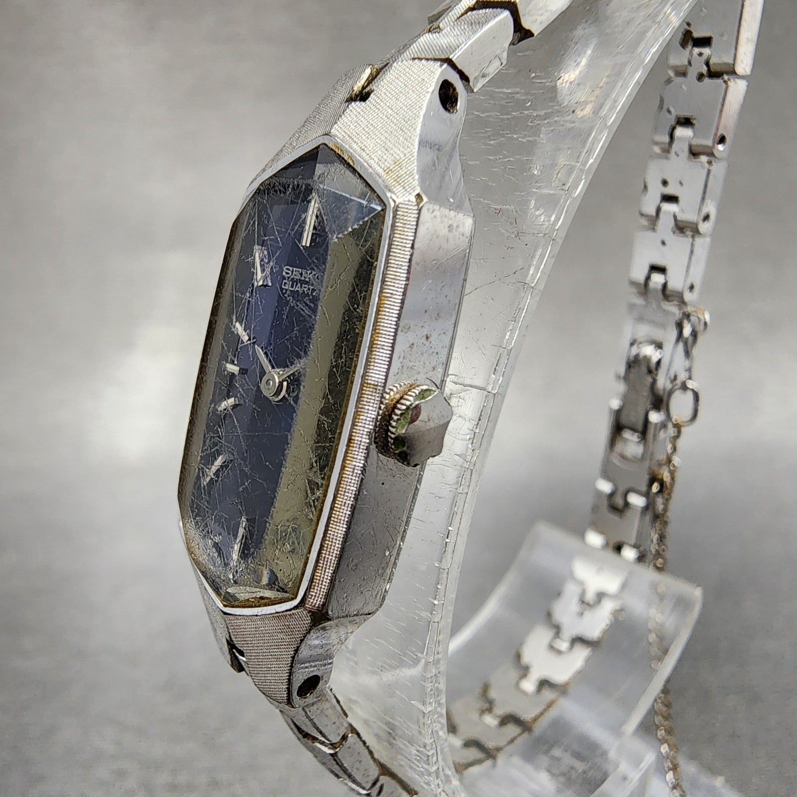 Seiko Watch Women 13mm Blue Dial Silver Tone 13205339 New Battery VTG2