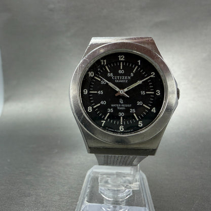 Citizen CQ Watch Men 36mm Black Dial Silver Tone Round 4-731689 New Battery5