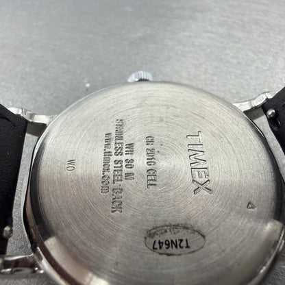 Timex Weekender Watch Men 38mm Black Dial Silver Tone Indiglo New Battery AB1239