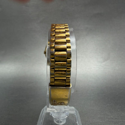 Seiko SQ Watch Women 25mm Gold Dial Gold Tone Daydate Round 2A23-0039 NewBat MG57