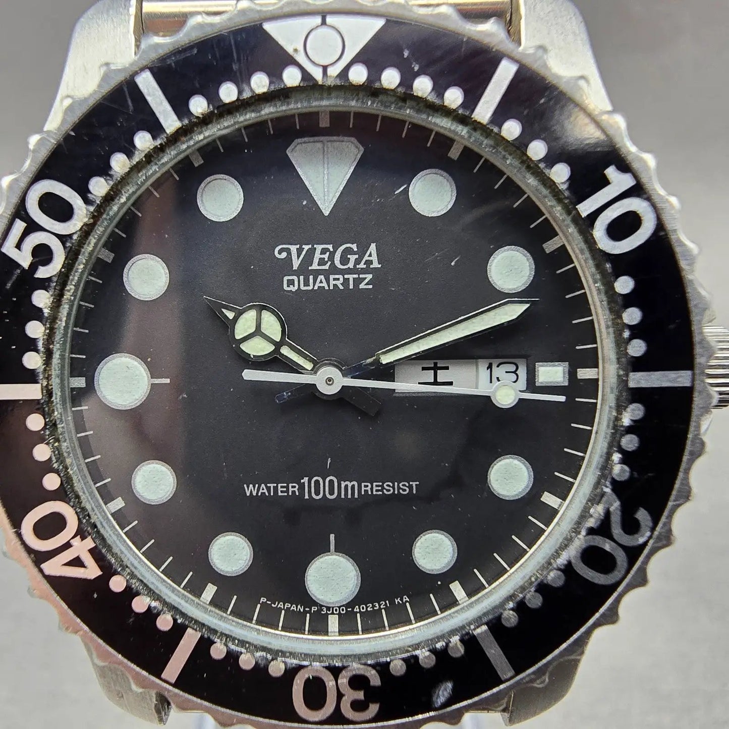 Citizen Vega Dive Watch Men 40mm Black Dial Steel Daydate 3J00-397037 NewBattery1