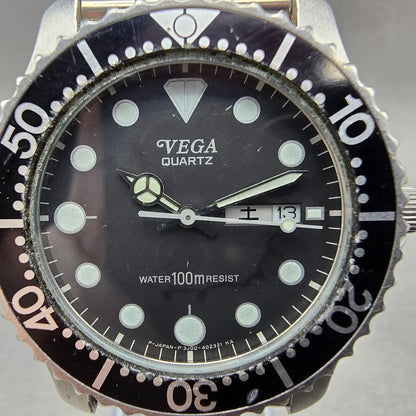 Citizen Vega Dive Watch Men 40mm Black Dial Steel Daydate 3J00-397037 NewBattery1