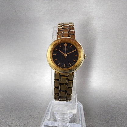 Seiko Watch Women 22mm Black Dial Gold Tone Round 1N010B10 New Battery VTG5