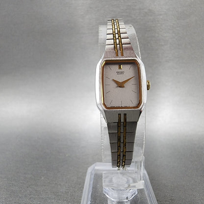 Seiko Watch Women 17mm Silver Dial Two Tone Rectangle 2Y005279 New Battery5