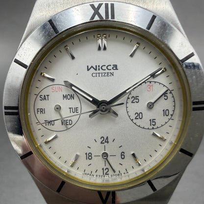 Citizen Wicca Watch Women 31mm White Dial Silver Tone Daydate Round New Battery1