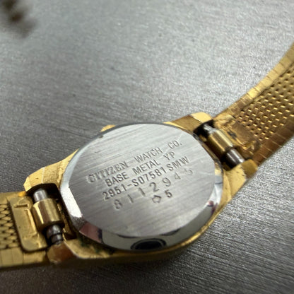Citizen CQ Watch Women 17mm Black Dial Gold Tone Round 2951-S07581 New Battery9