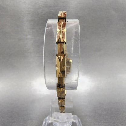 Bulova Cocktail Watch Women 14mm Cream Dial 10K Gold Filled Rectangle Manual Win7