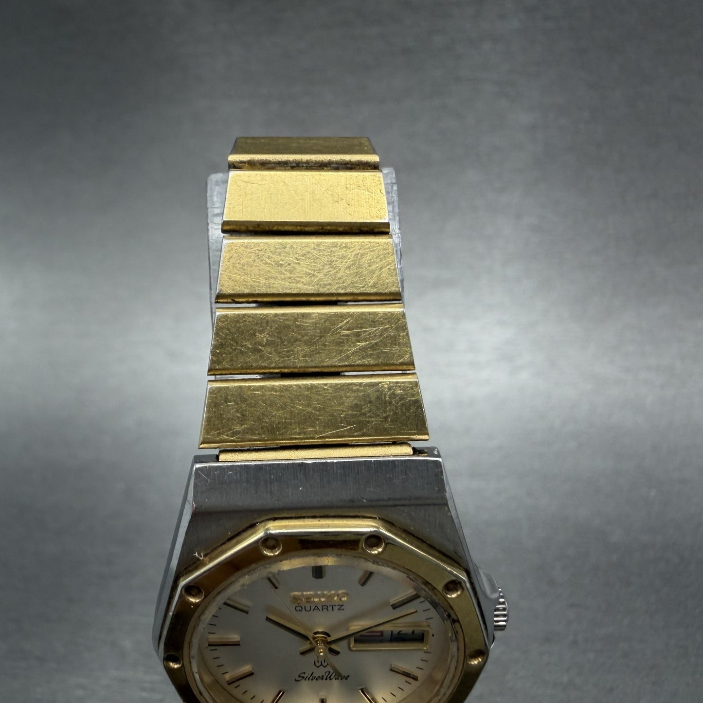 Seiko SilverWave Watch Women 26mm Silver Dial Two Tone Daydate 3423-0190 New Bat4