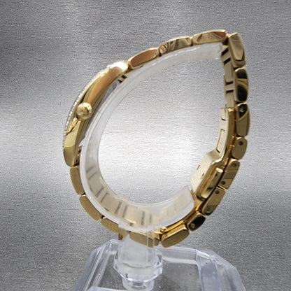 Bulova Sutton Tank Watch Women Black Dial Gold Tone Diamond Bezel New Battery7