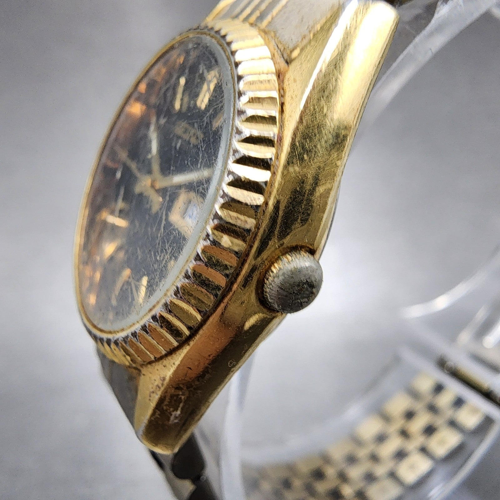 Seiko Watch Women 24mm Black Tone Gold Tone Daydate Round 7n830049 New Battery2