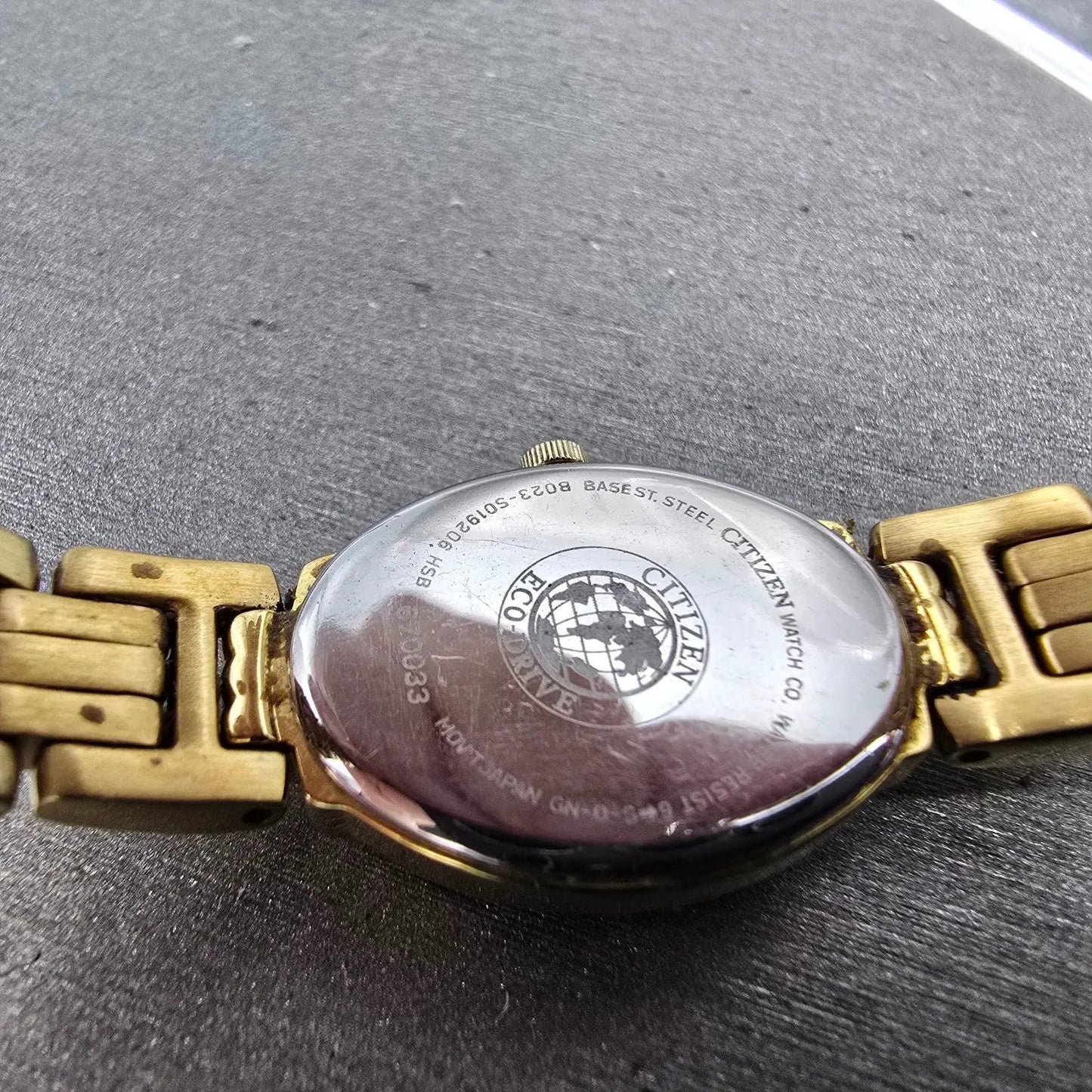 Citizen Eco-Drive Watch Women 18mm MOP Dial Gold tone Oval B023-S019206 Runs10