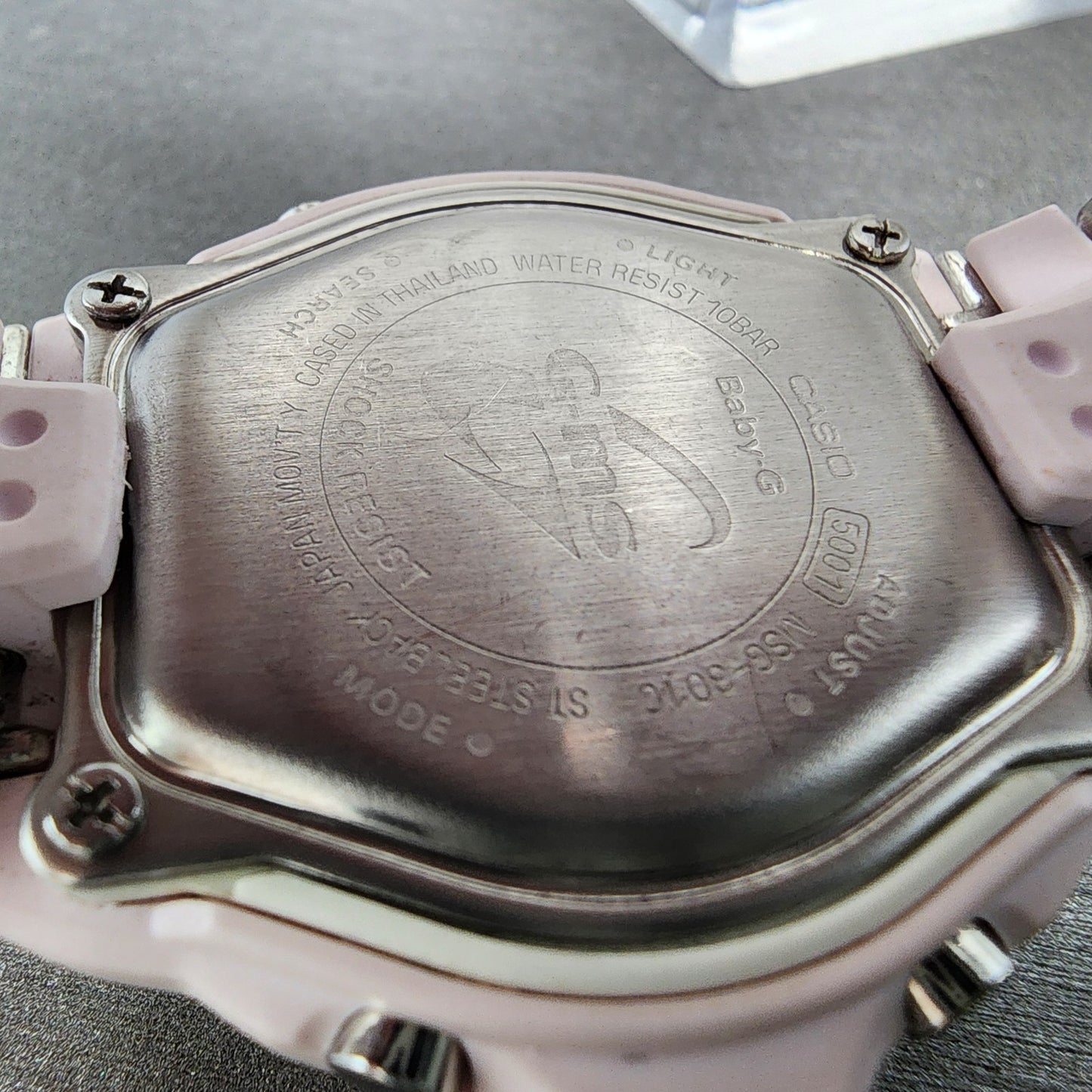 Casio BabyG MSG301 Watch Women 39mm Pink Dial Silver Tone Analog Digital Works9