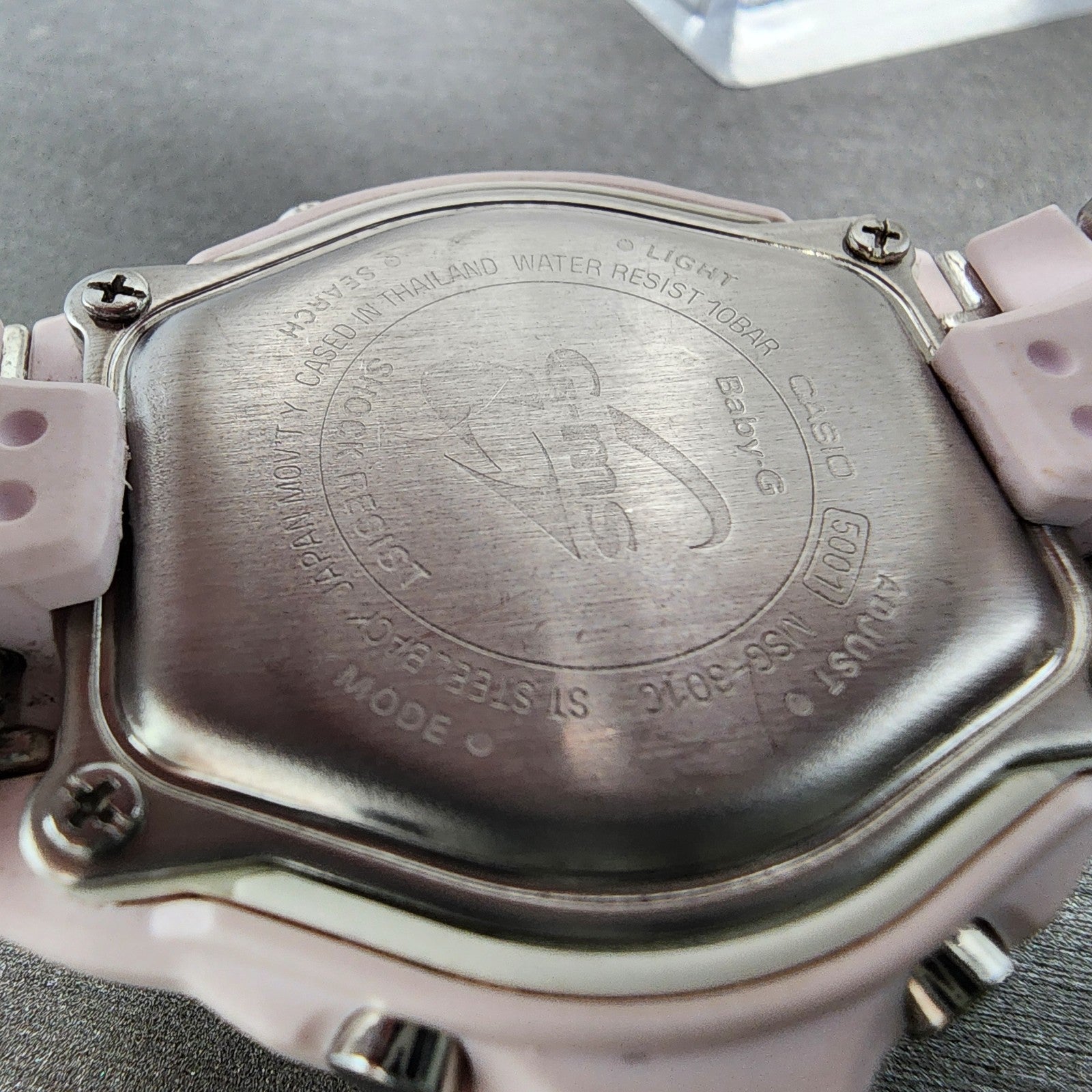 Casio BabyG MSG301 Watch Women 39mm Pink Dial Silver Tone Analog Digital Works9