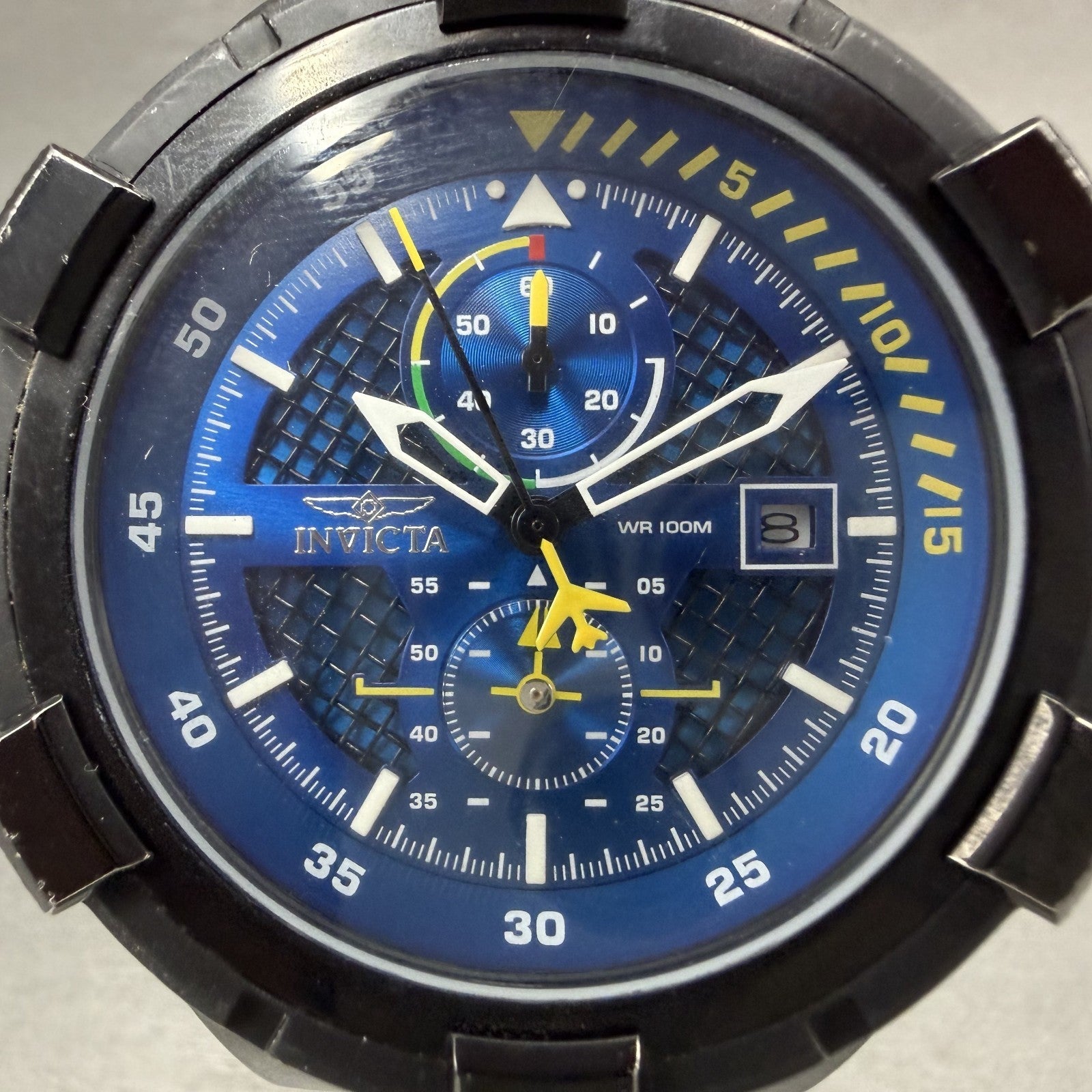 Invicta Aviator Chronograph Watch Men 49mm Blue Dial Black Date 28092 New Batt1