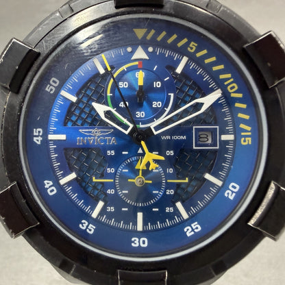 Invicta Aviator Chronograph Watch Men 49mm Blue Dial Black Date 28092 New Batt1